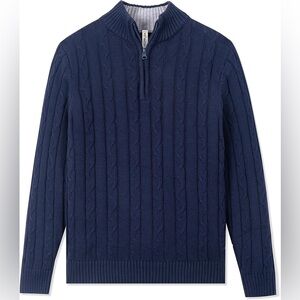 🍓$5 Pick!🍓 Kid Nation Boys 100% Cotton Cable Knit Quarter Zip Sweater